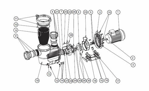Waterco  Hydrostar Motor Bracket Assembly use 6340693)